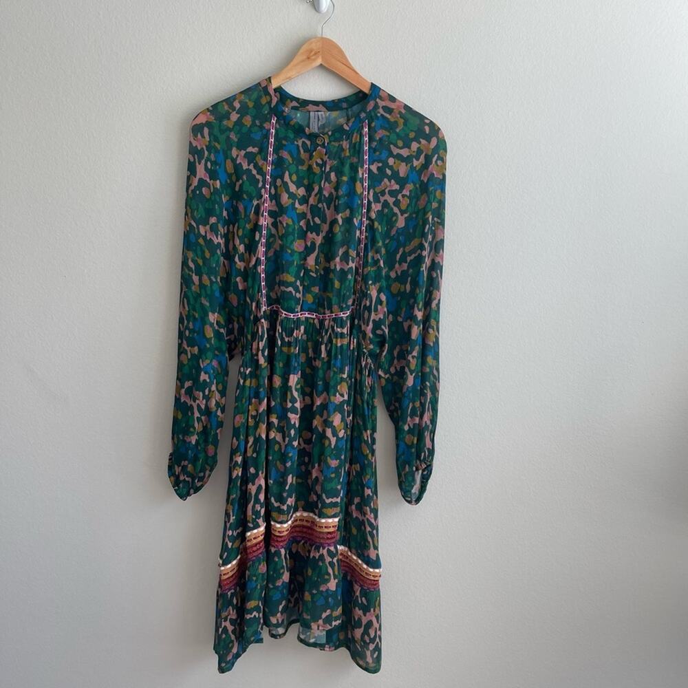 Anthropologie Bl-nk London Veyra Dress in Green Animal Print Medium - Picture 2 of 7